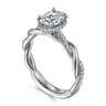 Ama - 14K White Gold Twisted Oval Halo Diamond Engagement Ring - 0.24 ct