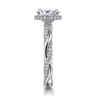 Ama - 14K White Gold Twisted Oval Halo Diamond Engagement Ring - 0.24 ct