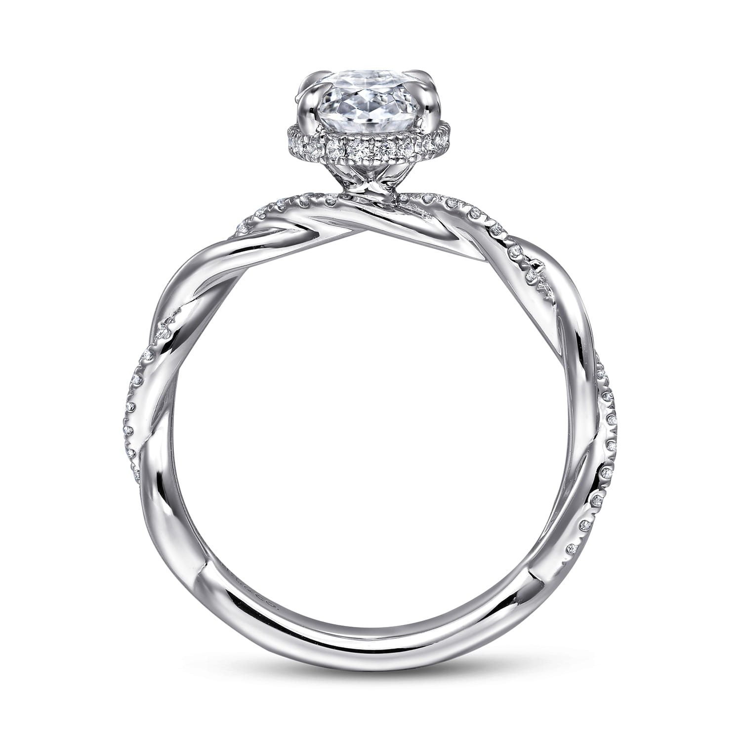 Ama - 14K White Gold Oval Halo Diamond Engagement Ring - 0.25 ct - Shot 2