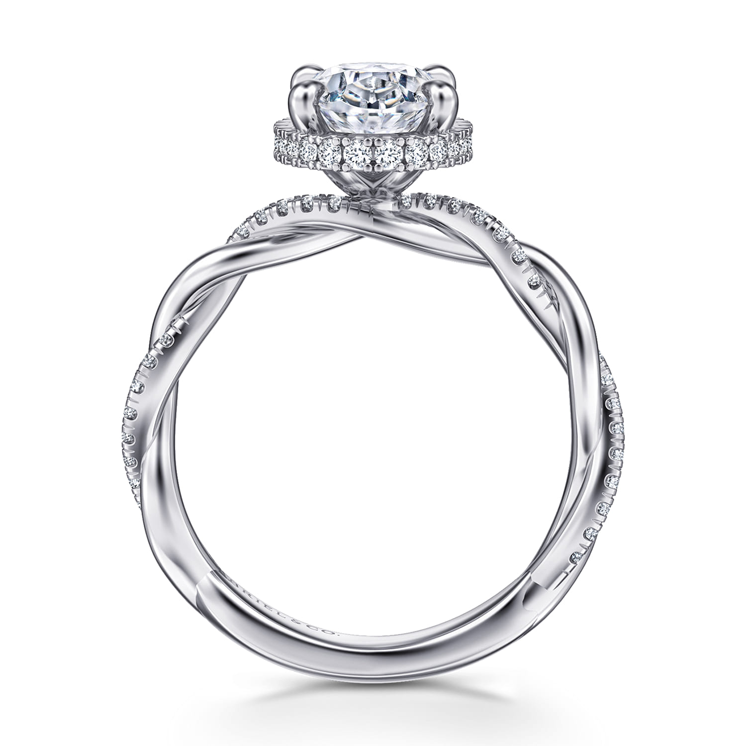 Ama - 14K White Gold Oval Halo Diamond Engagement Ring - 0.28 ct - Shot 2