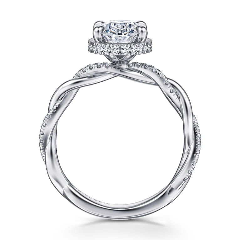 Ama - 14K White Gold Oval Halo Diamond Engagement Ring - 0.28 ct - Shot 2