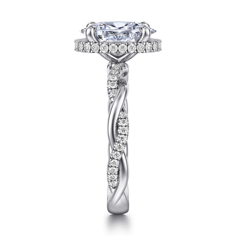 Ama - 14K White Gold Oval Halo Diamond Engagement Ring - 0.28 ct - Shot 4
