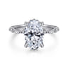 Adeena - 14K White Gold Oval Hidden Halo Diamond Engagement Ring - 0.35 ct