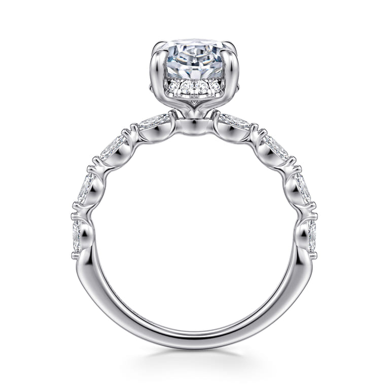 Adeena - 14K White Gold Oval Hidden Halo Diamond Engagement Ring - 0.35 ct - Shot 2