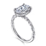 Adeena - 14K White Gold Oval Hidden Halo Diamond Engagement Ring - 0.35 ct
