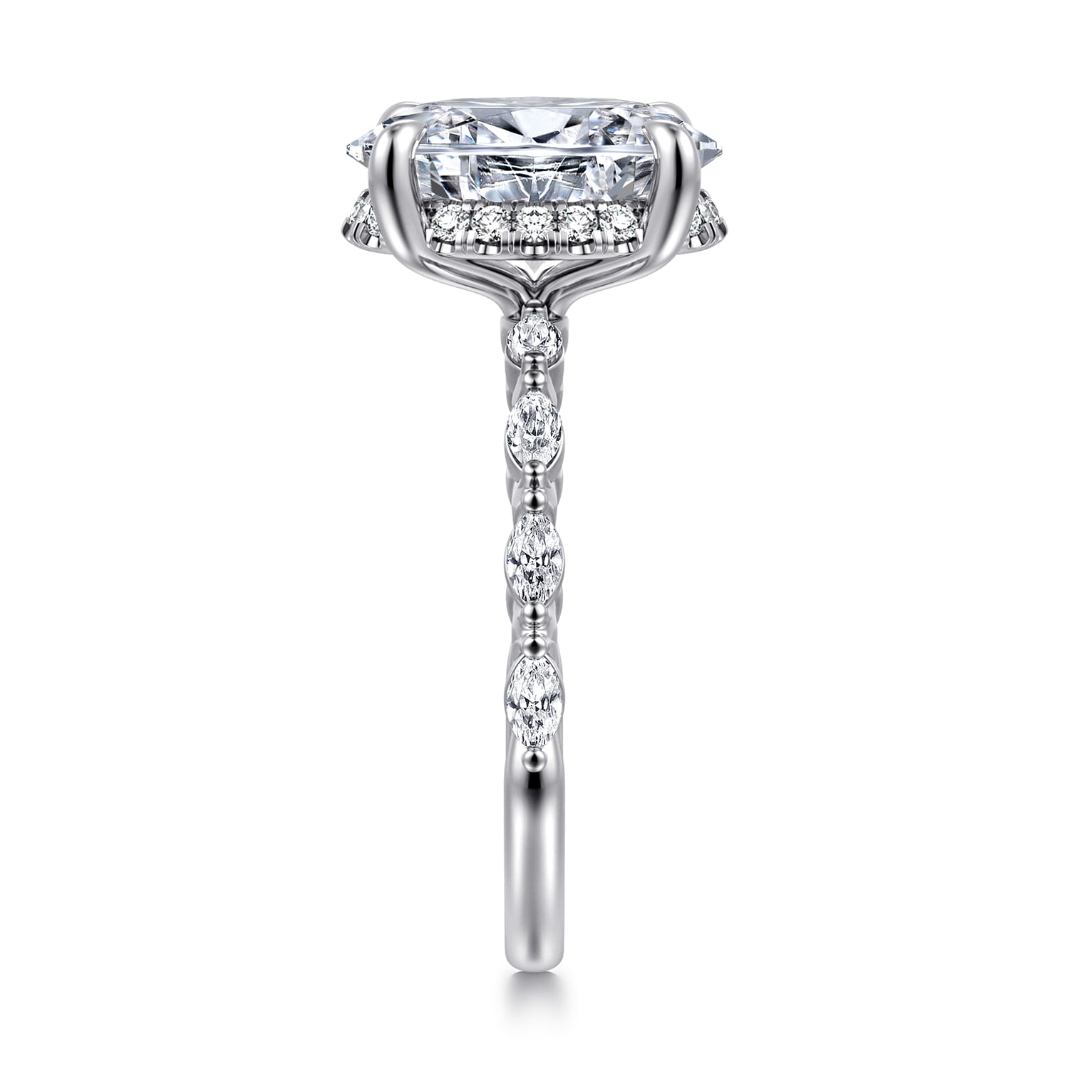 Adeena - 14K White Gold Oval Hidden Halo Diamond Engagement Ring - 0.35 ct - Shot 4