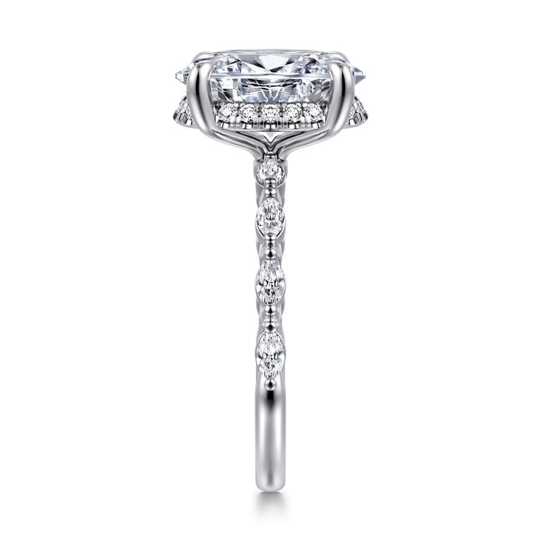 Adeena - 14K White Gold Oval Hidden Halo Diamond Engagement Ring - 0.35 ct - Shot 4