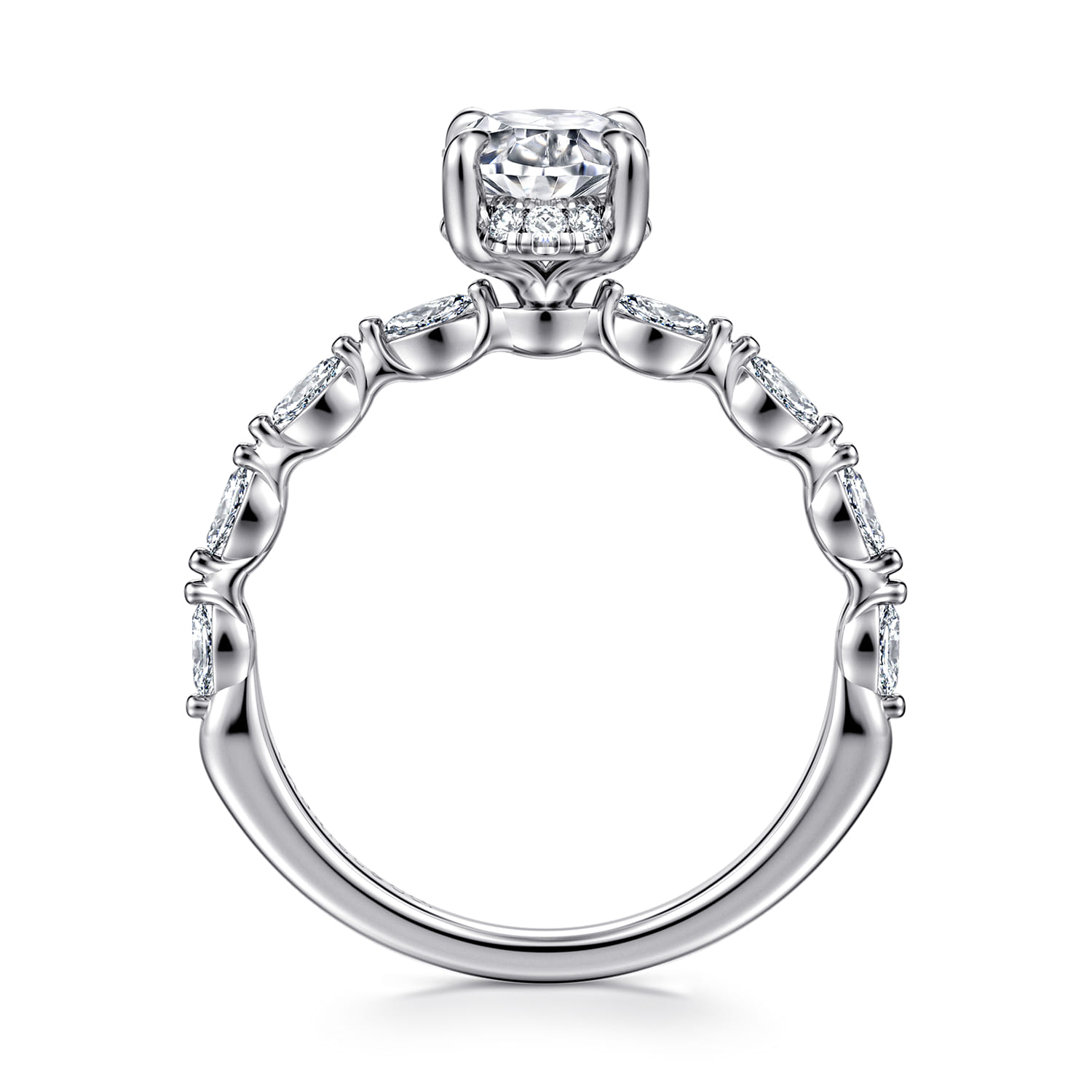 Adeena - 14K White Gold Oval Hidden Halo Diamond Engagement Ring - 0.3 ct - Shot 2