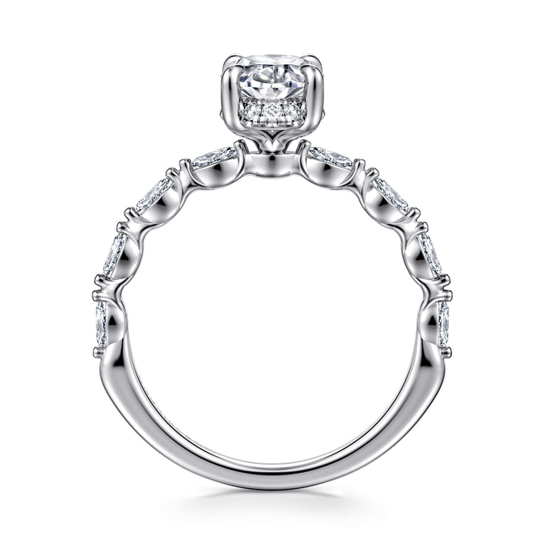 Adeena - 14K White Gold Oval Hidden Halo Diamond Engagement Ring - 0.3 ct - Shot 2