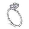 Adeena - 14K White Gold Oval Hidden Halo Diamond Engagement Ring - 0.3 ct