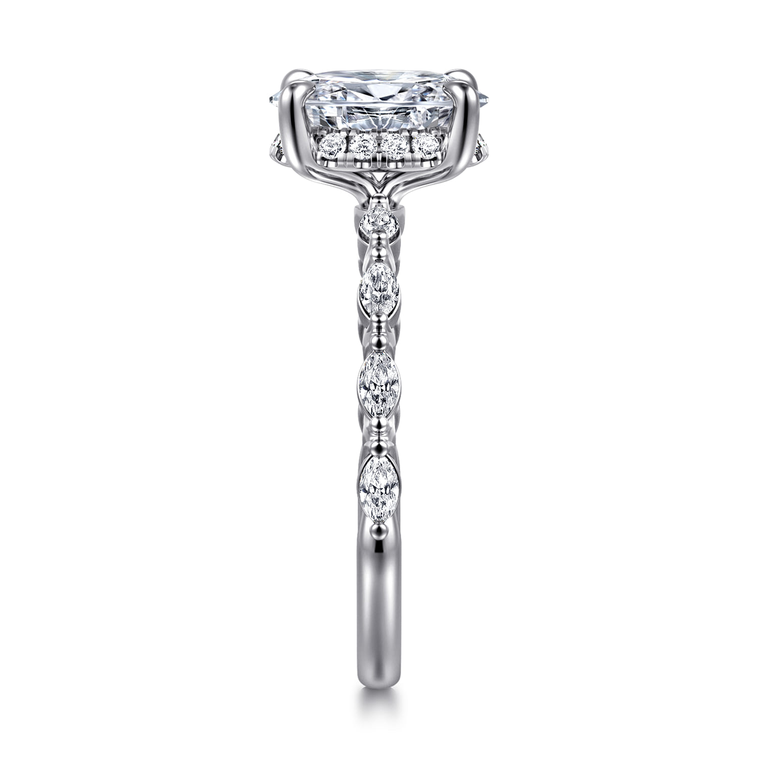 Adeena - 14K White Gold Oval Hidden Halo Diamond Engagement Ring - 0.3 ct - Shot 4