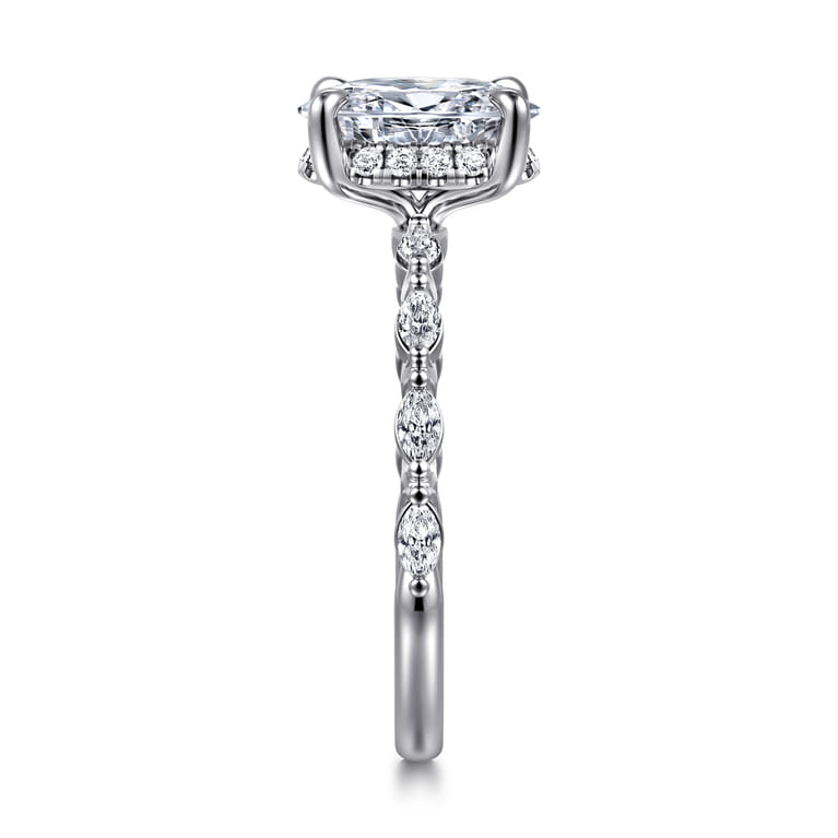 Adeena - 14K White Gold Oval Hidden Halo Diamond Engagement Ring - 0.3 ct - Shot 4