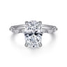Adeena - 14K White Gold Oval Hidden Halo Diamond Engagement Ring - 0.3 ct
