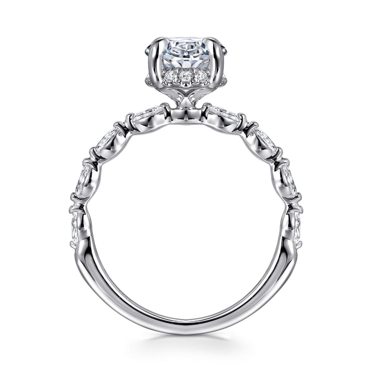 Adeena - 14K White Gold Oval Hidden Halo Diamond Engagement Ring - 0.3 ct - Shot 2