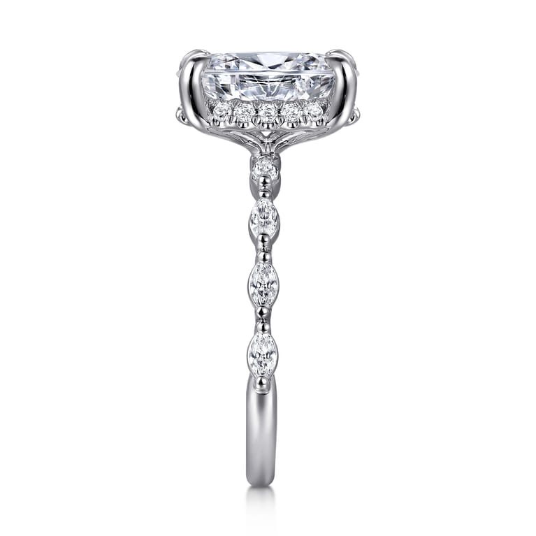 Adeena - 14K White Gold Oval Hidden Halo Diamond Engagement Ring - 0.3 ct - Shot 5