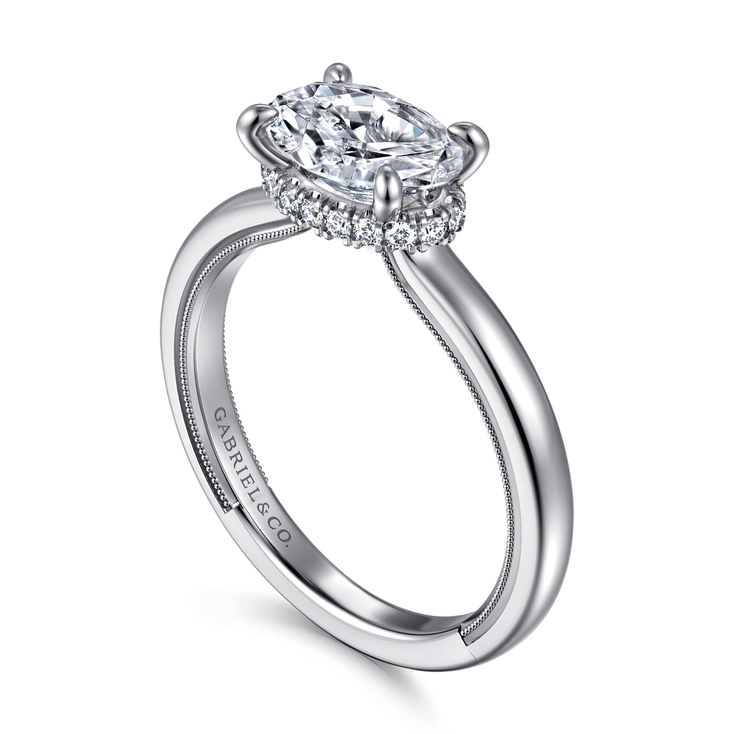 Sandi - 14K White Gold East West Oval Diamond Engagement Ring - 0.11 ct - Shot 3