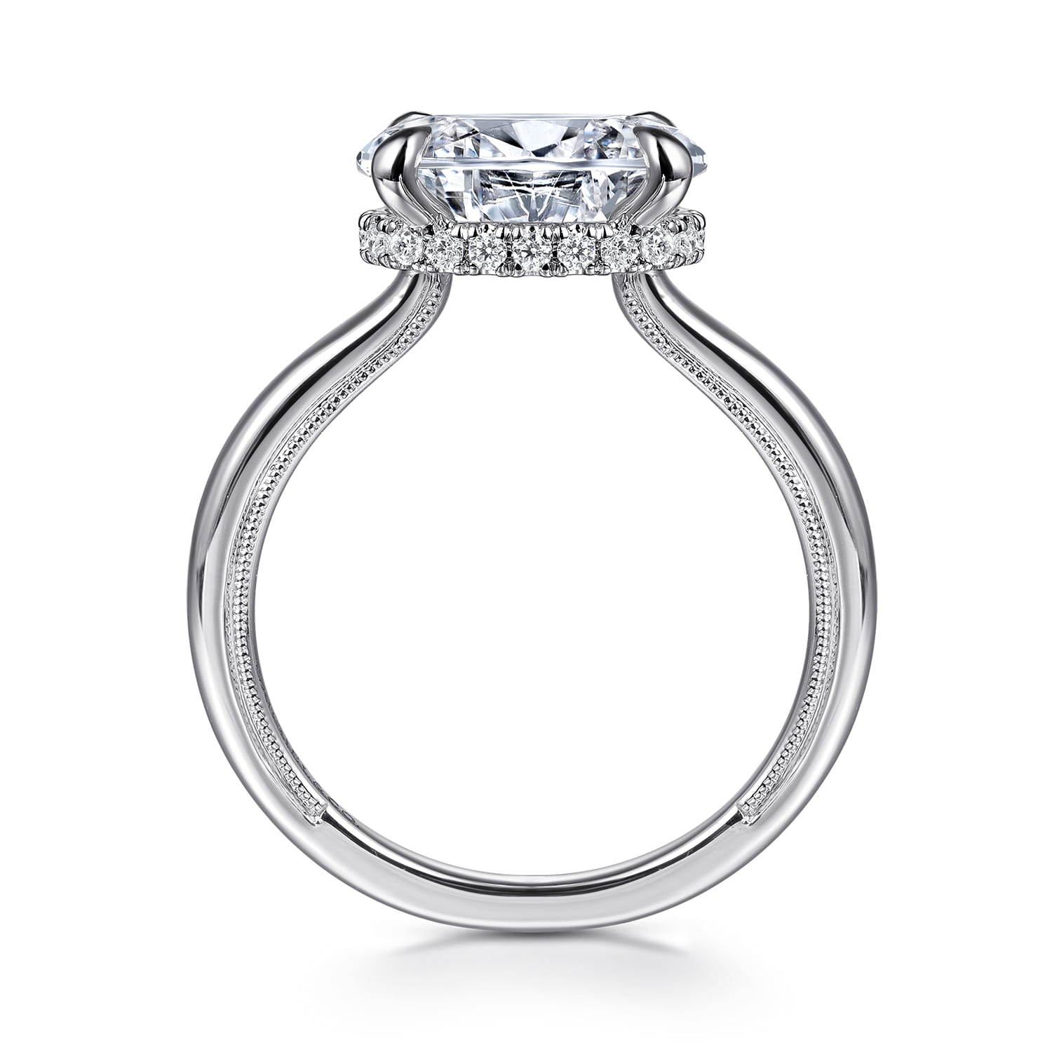 Sandi - 14K White Gold East West Oval Diamond Engagement Ring - 0.12 ct - Shot 2