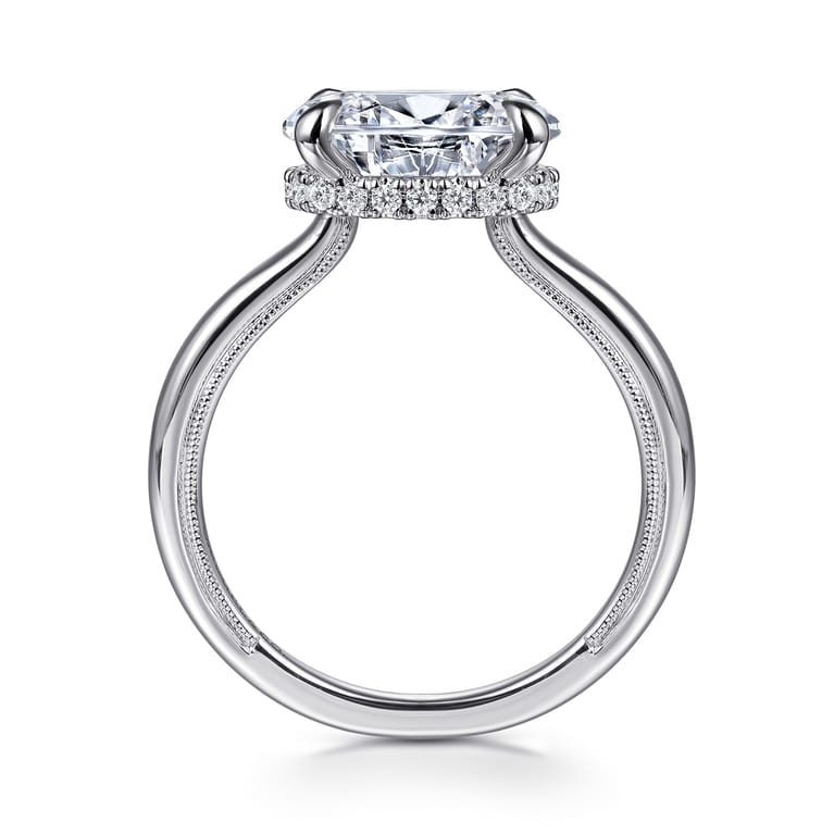 Sandi - 14K White Gold East West Oval Diamond Engagement Ring - 0.12 ct - Shot 2