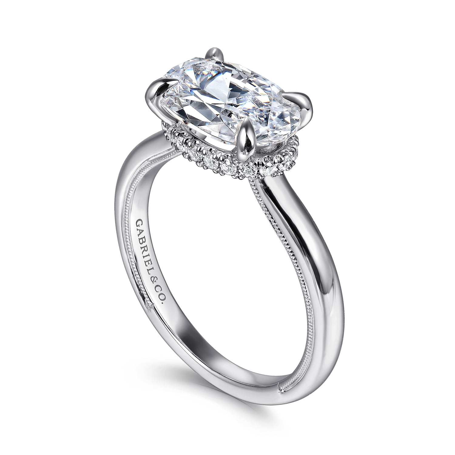 Sandi - 14K White Gold East West Oval Diamond Engagement Ring - 0.12 ct - Shot 3