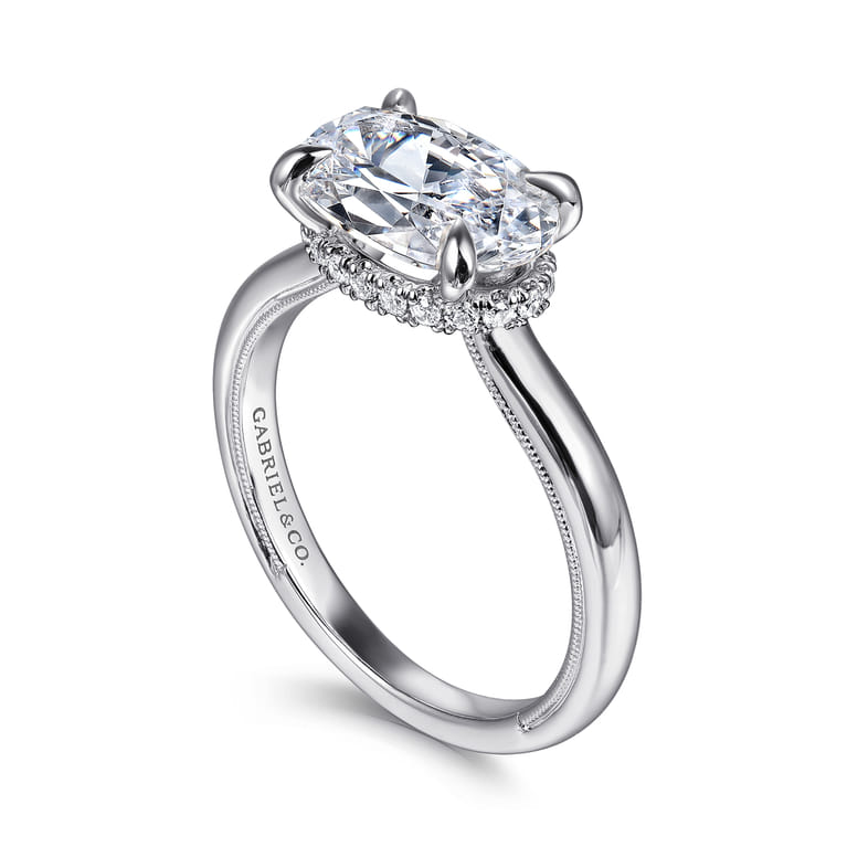 Sandi - 14K White Gold East West Oval Diamond Engagement Ring - 0.12 ct - Shot 3