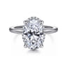 Bonnie - 14K White Gold Oval Hidden Halo Diamond Engagement Ring - 0.12 ct