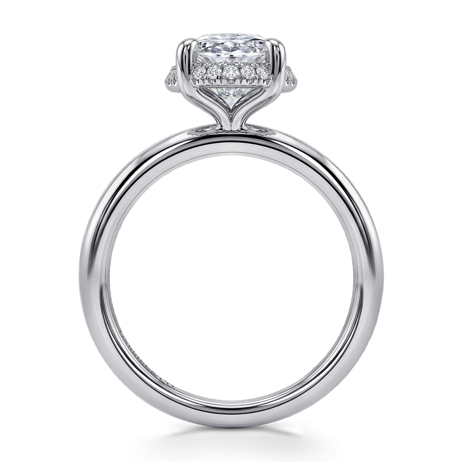 Bonnie - 14K White Gold Oval Hidden Halo Diamond Engagement Ring - 0.12 ct - Shot 2