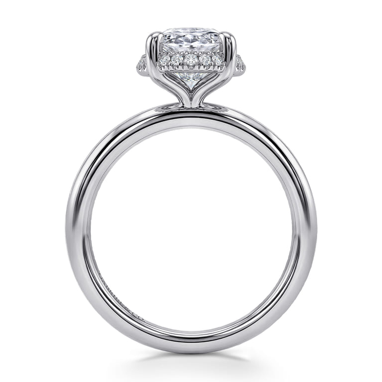 Bonnie - 14K White Gold Oval Hidden Halo Diamond Engagement Ring - 0.12 ct - Shot 2