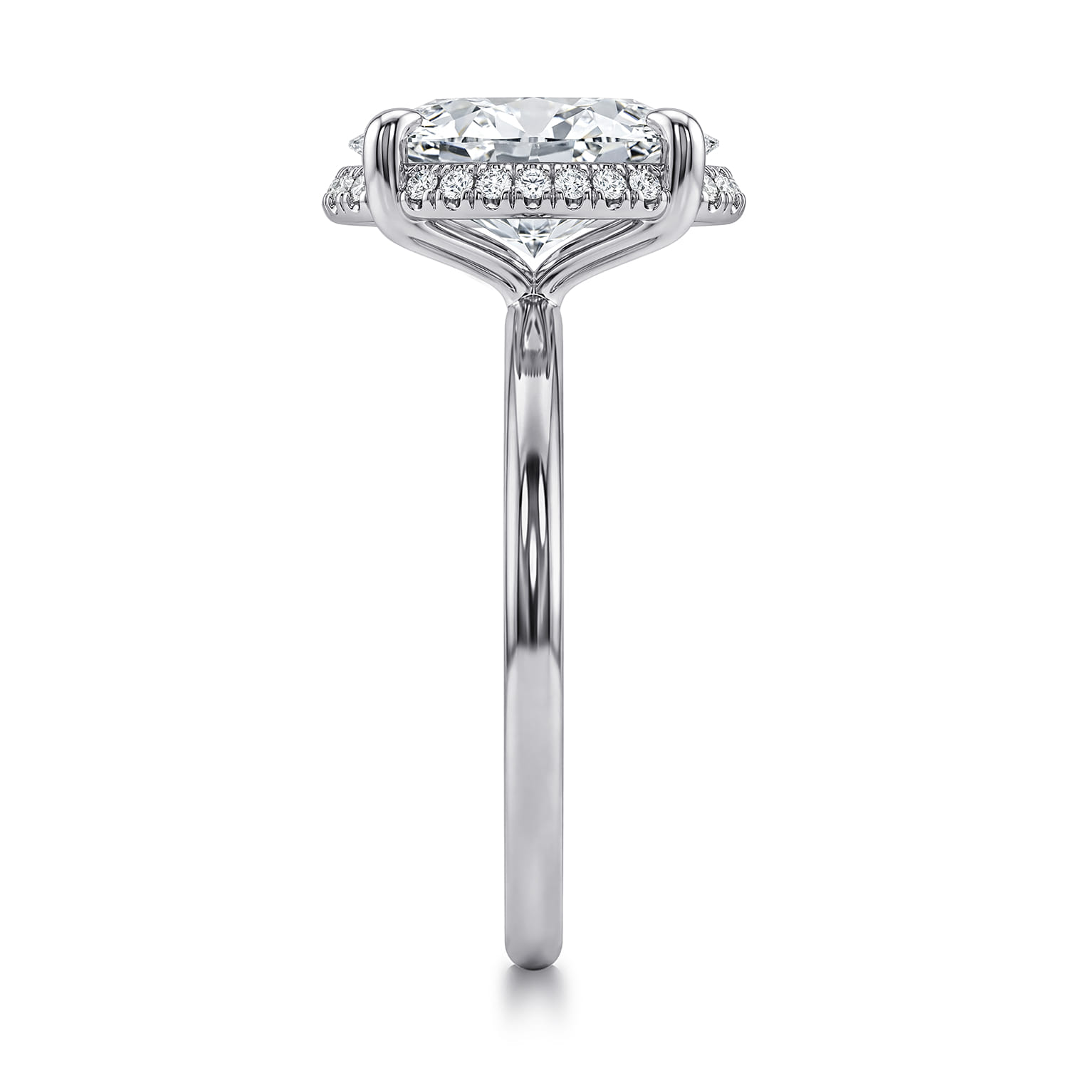 Bonnie - 14K White Gold Oval Hidden Halo Diamond Engagement Ring - 0.12 ct - Shot 4