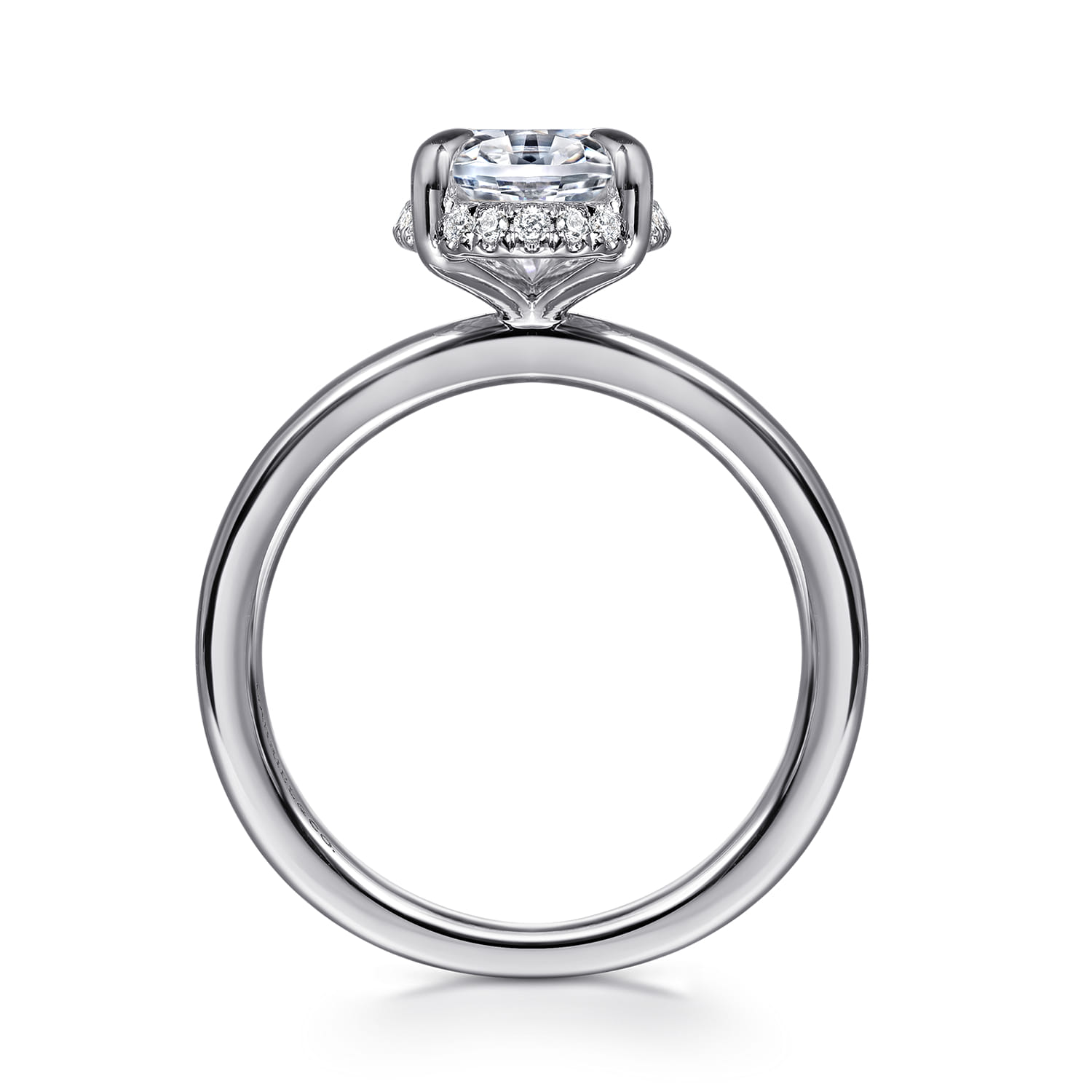 Bonnie - 14K White Gold Oval Hidden Halo Diamond Engagement Ring - 0.11 ct - Shot 2