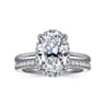 Bonnie - 14K White Gold Oval Hidden Halo Diamond Engagement Ring - 0.11 ct
