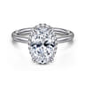 Seattle - 14K White Gold Oval Hidden Halo Diamond Engagement Ring - 0.11 ct