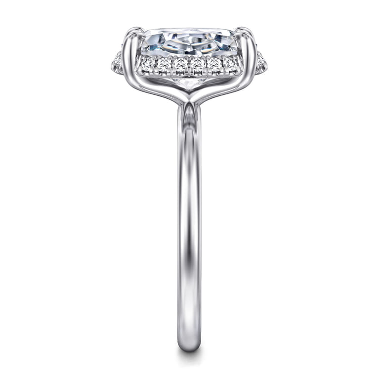 Seattle - 14K White Gold Oval Hidden Halo Diamond Engagement Ring - 0.11 ct - Shot 4