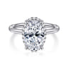 Seattle - 14K White Gold Oval Hidden Halo Diamond Engagement Ring - 0.13 ct
