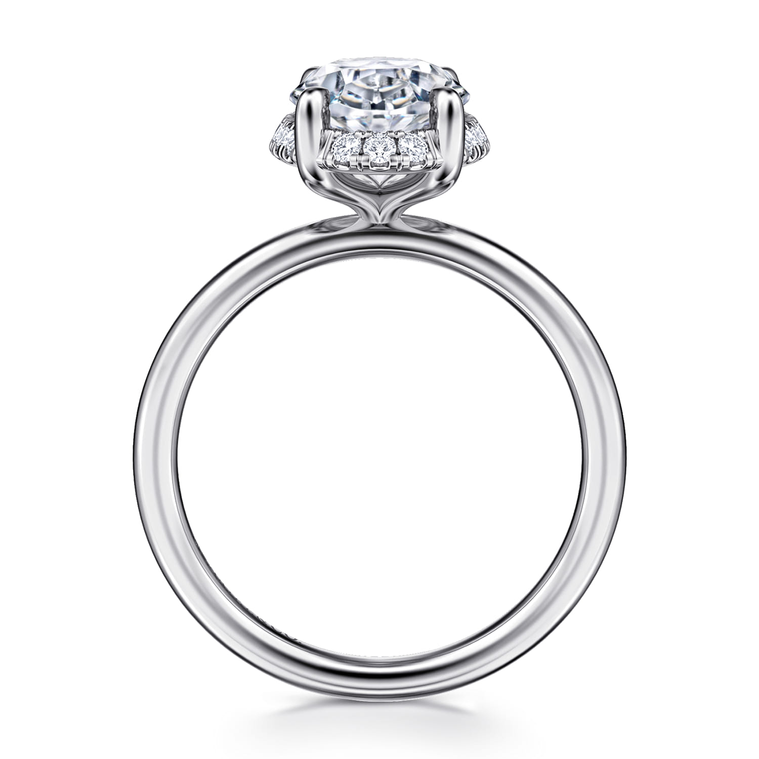 Seattle - 14K White Gold Oval Hidden Halo Diamond Engagement Ring - 0.13 ct - Shot 2