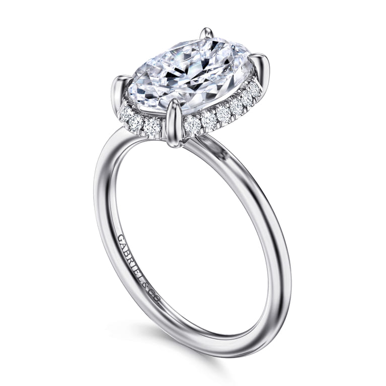 Seattle - 14K White Gold Oval Hidden Halo Diamond Engagement Ring - 0.13 ct - Shot 3