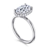 Seattle - 14K White Gold Oval Hidden Halo Diamond Engagement Ring - 0.13 ct
