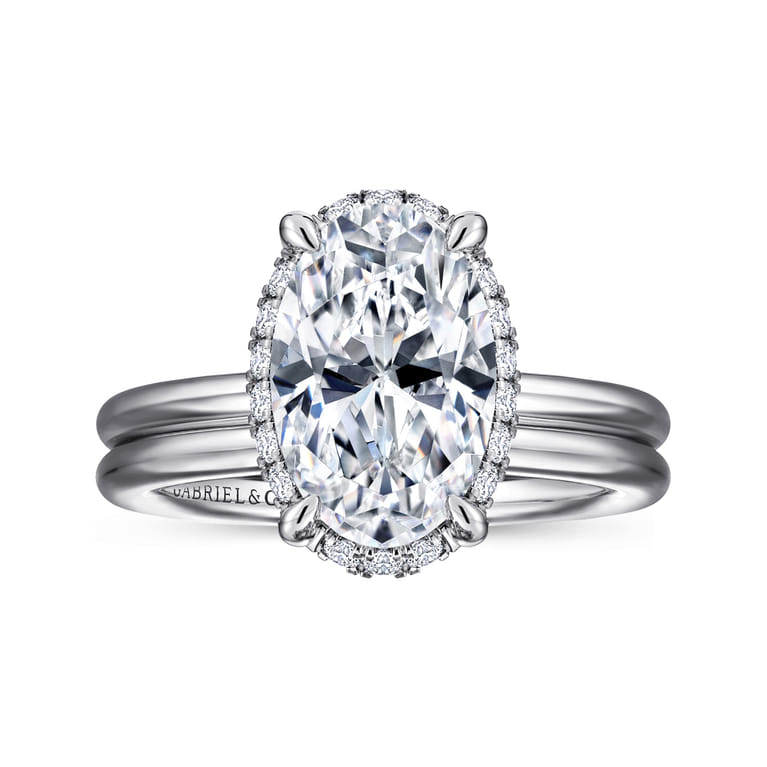 Seattle - 14K White Gold Oval Hidden Halo Diamond Engagement Ring - 0.13 ct - Shot 4