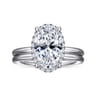 Seattle - 14K White Gold Oval Hidden Halo Diamond Engagement Ring - 0.13 ct