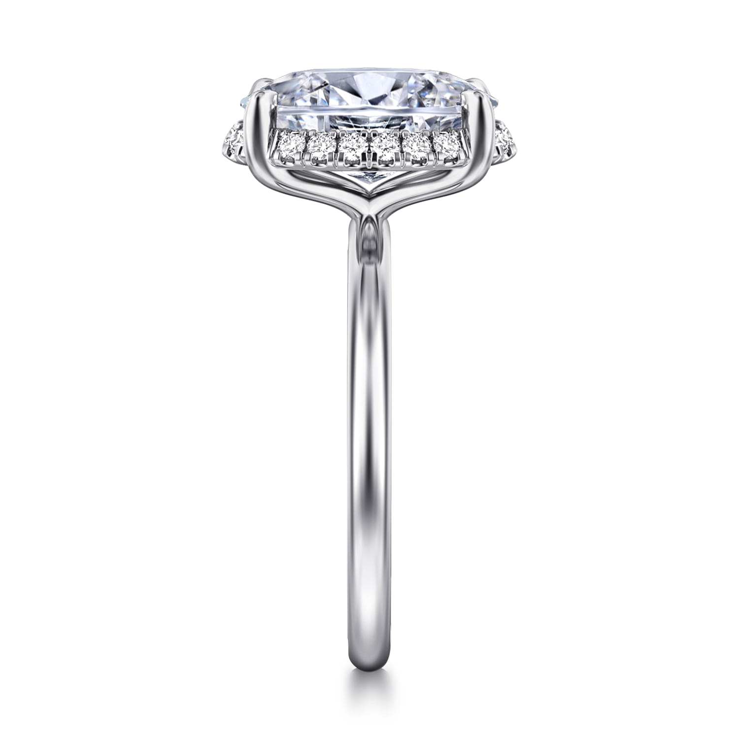 Seattle - 14K White Gold Oval Hidden Halo Diamond Engagement Ring - 0.13 ct - Shot 5