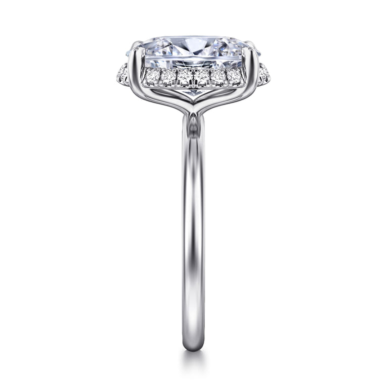 Seattle - 14K White Gold Oval Hidden Halo Diamond Engagement Ring - 0.13 ct - Shot 5