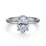 Seattle - 14K White Gold Oval Hidden Halo Diamond Engagement Ring - 0.08 ct