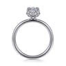 Seattle - 14K White Gold Oval Hidden Halo Diamond Engagement Ring - 0.08 ct