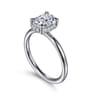 Seattle - 14K White Gold Oval Hidden Halo Diamond Engagement Ring - 0.08 ct