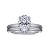 Seattle - 14K White Gold Oval Hidden Halo Diamond Engagement Ring - 0.08 ct
