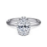 Seattle - 14K White Gold Oval Hidden Halo Diamond Engagement Ring - 0.1 ct
