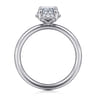 Seattle - 14K White Gold Oval Hidden Halo Diamond Engagement Ring - 0.1 ct