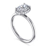 Seattle - 14K White Gold Oval Hidden Halo Diamond Engagement Ring - 0.1 ct