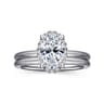 Seattle - 14K White Gold Oval Hidden Halo Diamond Engagement Ring - 0.1 ct