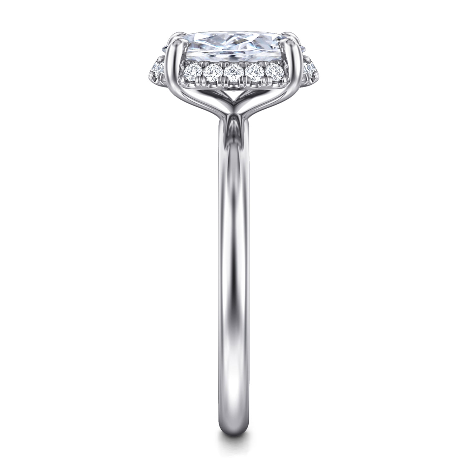 Seattle - 14K White Gold Oval Hidden Halo Diamond Engagement Ring - 0.1 ct - Shot 5