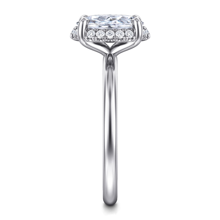 Seattle - 14K White Gold Oval Hidden Halo Diamond Engagement Ring - 0.1 ct - Shot 5